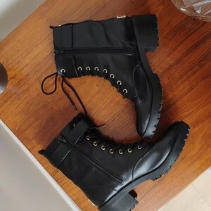 Juicy Couture Black Lace-Up Combat Boots Women's Size 9